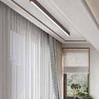 Minimalist Wood Grain LED Linear Ceiling Light Flush Mount for Hallway