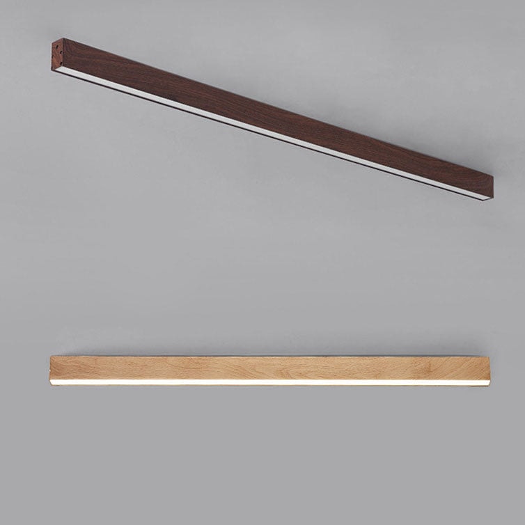 Minimalist Wood Grain LED Linear Ceiling Light Flush Mount for Hallway