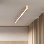 Minimalist Wood Grain LED Linear Ceiling Light Flush Mount for Hallway