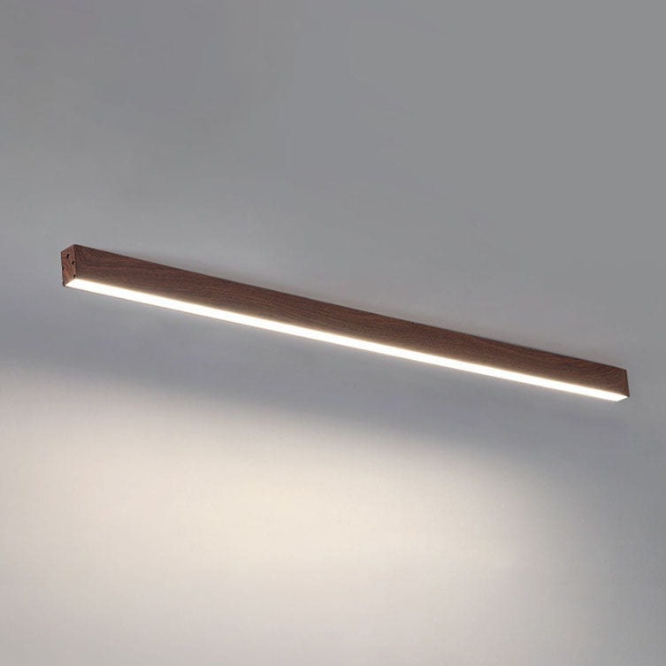 Minimalist Wood Grain LED Linear Ceiling Light Flush Mount for Hallway