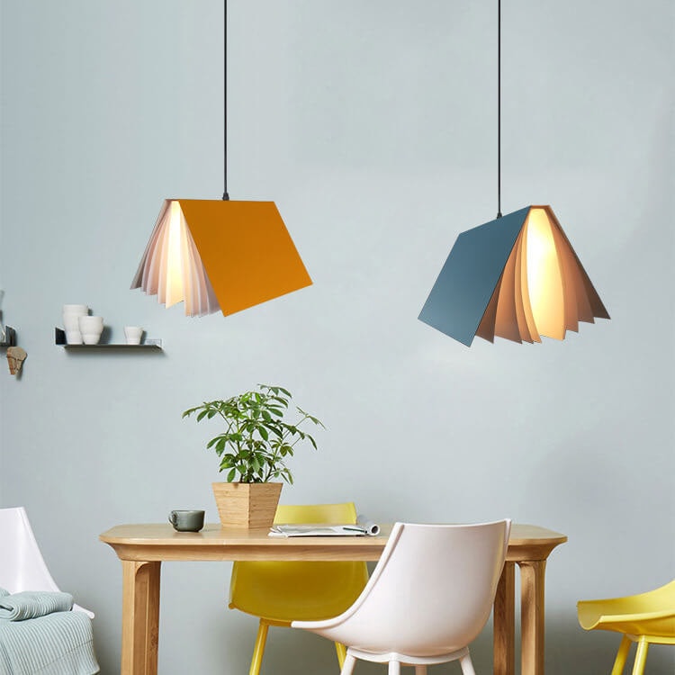 Modern Flying Book Pendant Light with Open Book Shade for Living Room