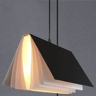 Modern Flying Book Pendant Light with Open Book Shade for Living Room