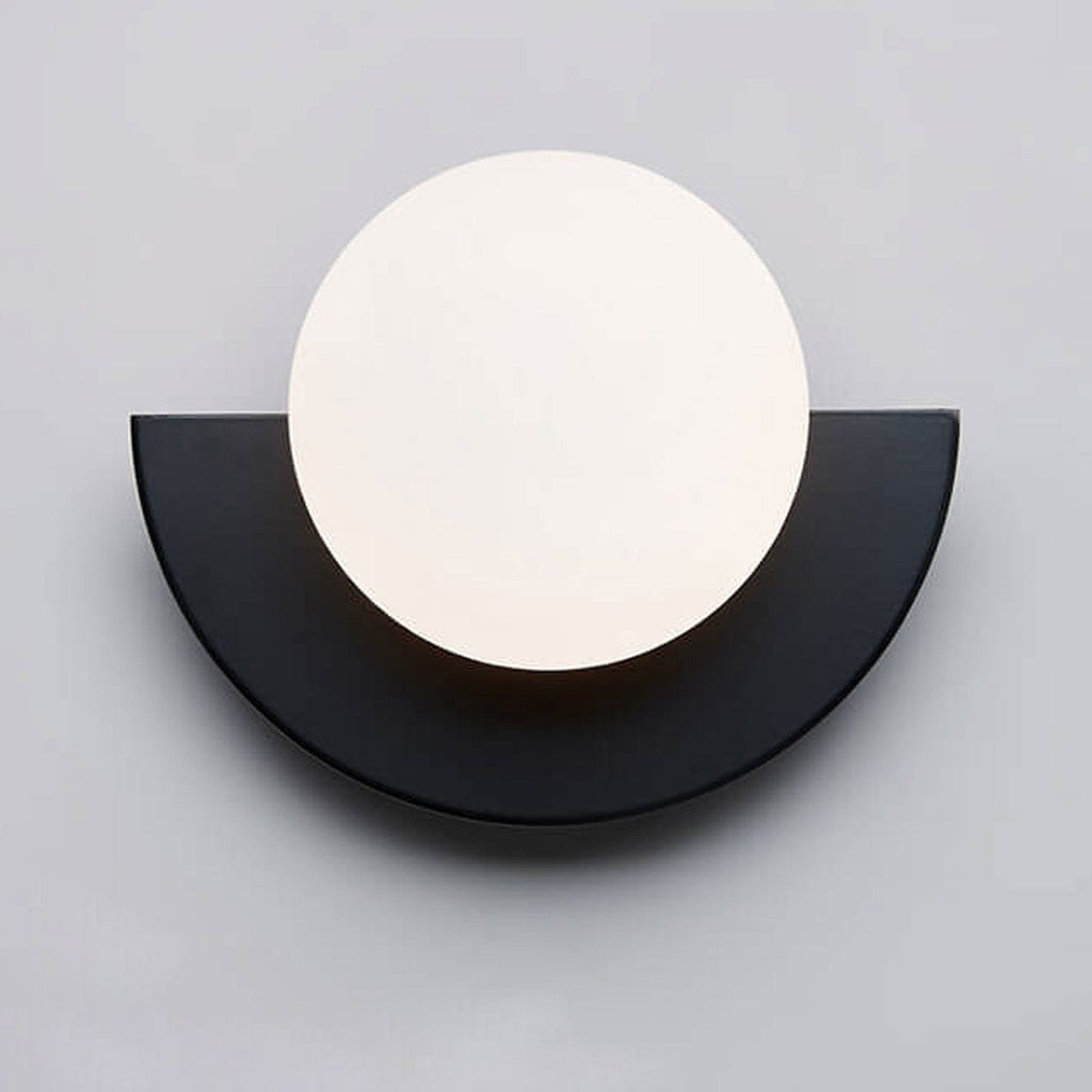 Modern Glass Globe Wall Light with Colourful Semicircle Backplate