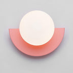 Modern Glass Globe Wall Light with Colourful Semicircle Backplate