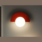 Modern Glass Globe Wall Light with Colourful Semicircle Backplate