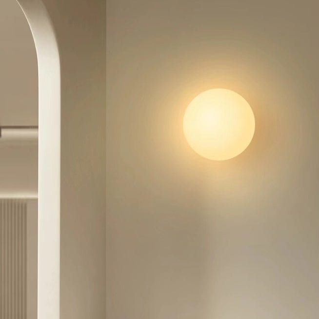 Modern Minimalist Opal Glass Globe Wall Light for Living Room