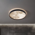 Modern Moon LED Flush Mount Ceiling Light with Slim Metal Frame for Living Room