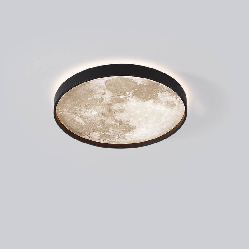 Modern Moon LED Flush Mount Ceiling Light with Slim Metal Frame for Living Room