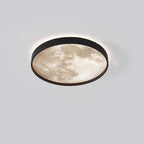 Modern Moon LED Flush Mount Ceiling Light with Slim Metal Frame for Living Room