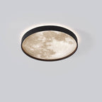 Modern Moon LED Flush Mount Ceiling Light with Slim Metal Frame for Living Room