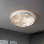 Modern Moon LED Flush Mount Ceiling Light with Slim Metal Frame for Living Room