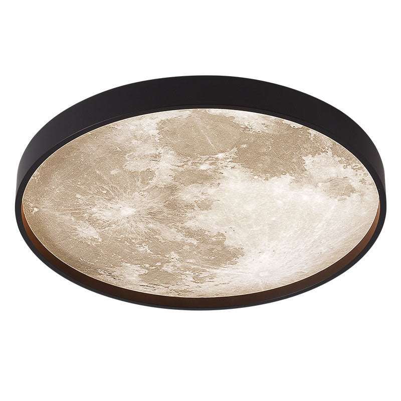 Modern Moon LED Flush Mount Ceiling Light with Slim Metal Frame for Living Room