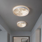 Modern Moon LED Flush Mount Ceiling Light with Slim Metal Frame for Living Room