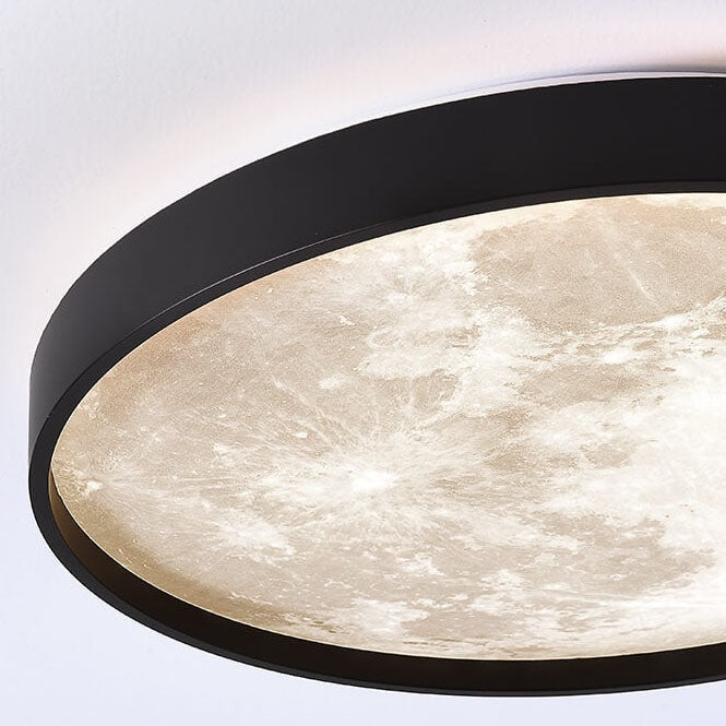 Modern Moon LED Flush Mount Ceiling Light with Slim Metal Frame for Living Room