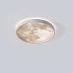 Modern Moon LED Flush Mount Ceiling Light with Slim Metal Frame for Living Room