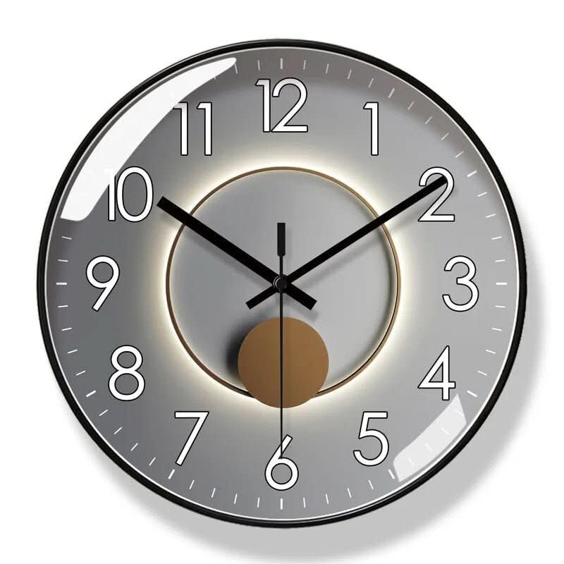 Modern Round Wall Clock Silent Non Ticking Quartz Movement with Glass Front Nordic Minimalist Clock for Living Room | Kitchen and Office