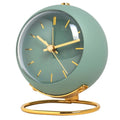 Modern Round Metal Desk Clock with Gold Ring Stand | Quartz Table Clock