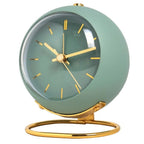Modern Round Metal Desk Clock with Gold Ring Stand | Quartz Table Clock