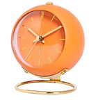 Modern Round Metal Desk Clock with Gold Ring Stand | Quartz Table Clock