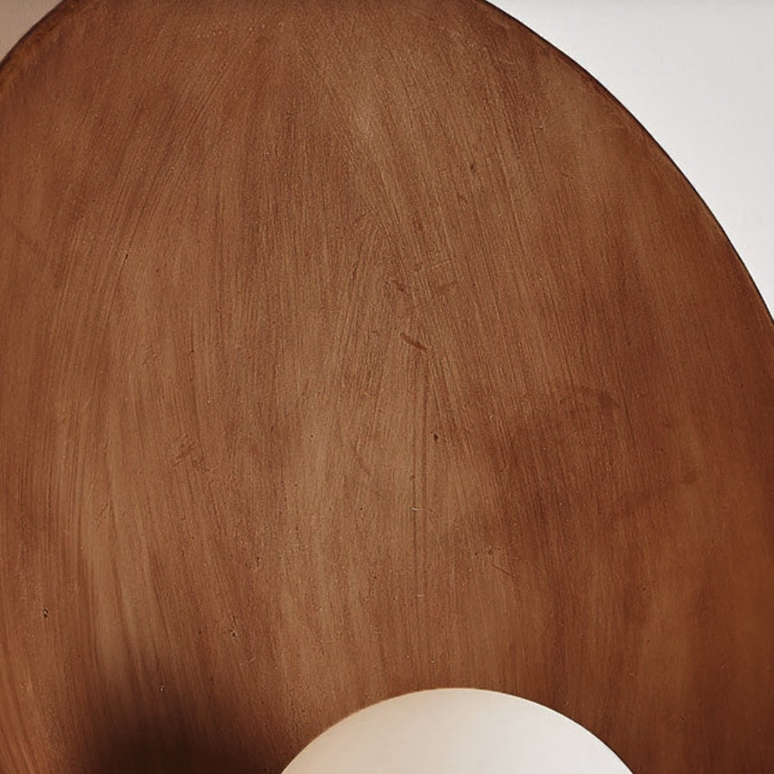 Modern Round Wall Light with Concave Disc Shade and Opal Glass Globe
