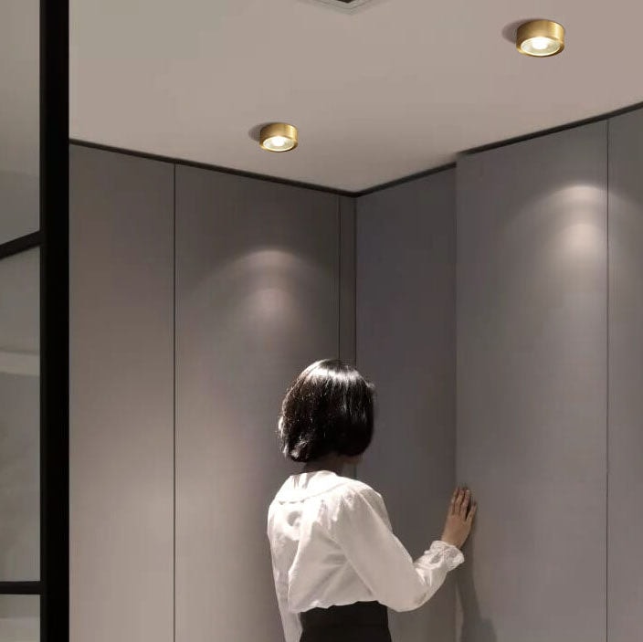 Modern Ultra Thin Copper LED Flush Mount Ceiling Light for Hallway