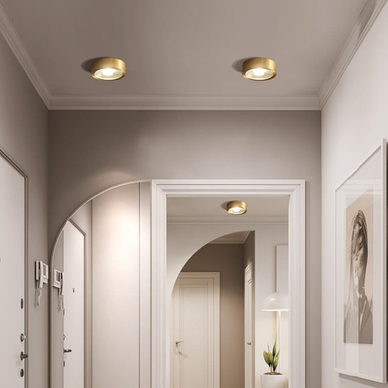 Modern Ultra Thin Copper LED Flush Mount Ceiling Light for Hallway