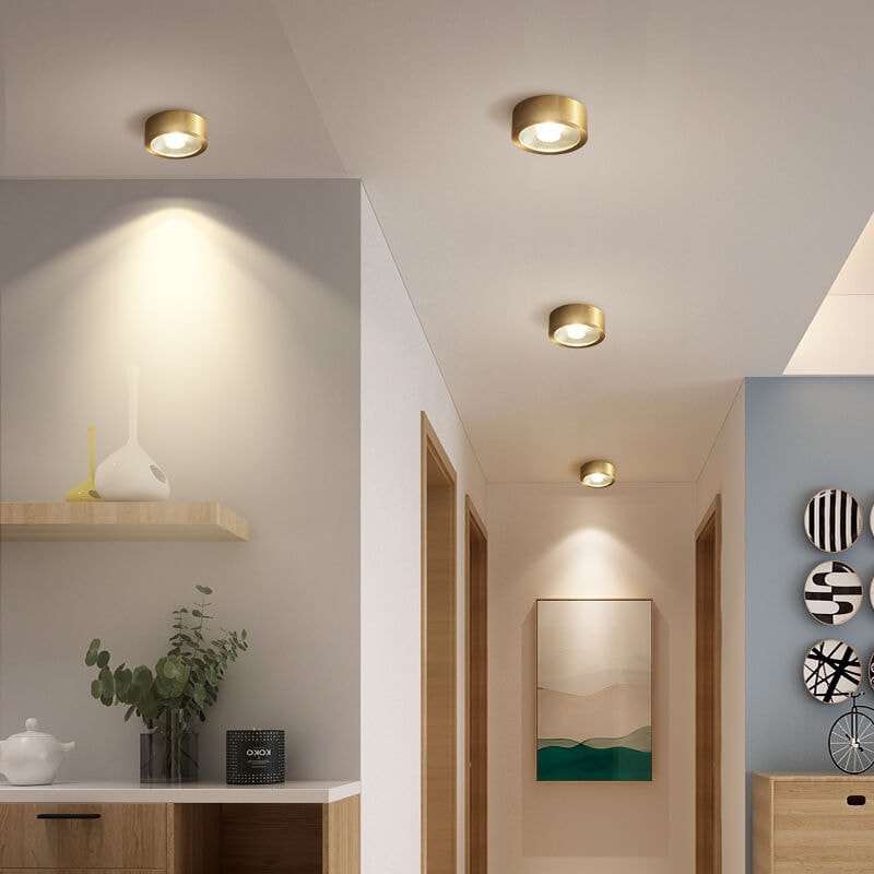 Modern Ultra Thin Copper LED Flush Mount Ceiling Light for Hallway