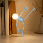 Bendable LED Night Lamp Set of Two Cordless Figure Lamp with Flexible Arms and Suction Cup Feet Battery Powered Warm Mood Light for Bedside and Desk