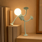 Bendable LED Night Lamp Set of Two Cordless Figure Lamp with Flexible Arms and Suction Cup Feet Battery Powered Warm Mood Light for Bedside and Desk
