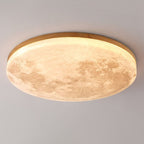 Moon LED Flush Mount Ceiling Light with Wooden Frame for Bedroom