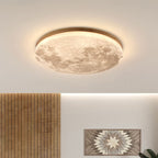 Moon LED Flush Mount Ceiling Light with Wooden Frame for Bedroom