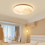 Moon LED Flush Mount Ceiling Light with Wooden Frame for Bedroom