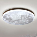 Moon LED Flush Mount Ceiling Light with Wooden Frame for Bedroom