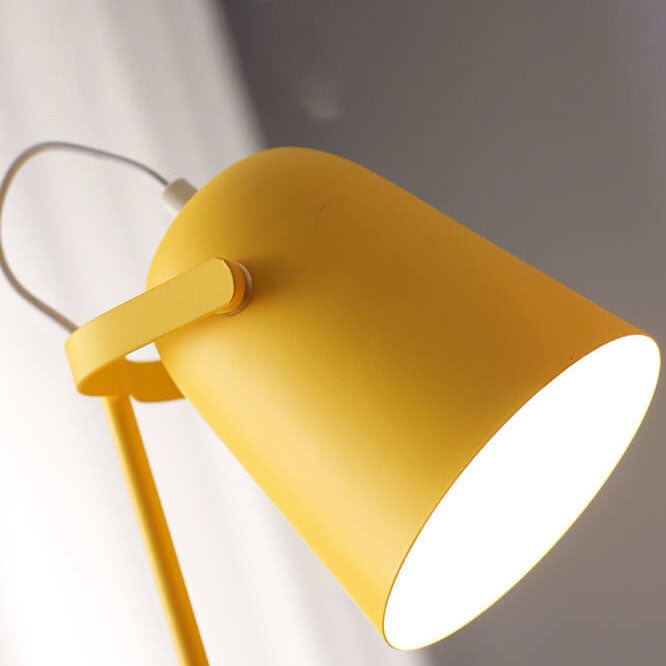Nordic Macaron Bedside Table Lamp with Adjustable Metal Bucket Shade