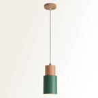 Nordic Macaron Cylinder Pendant Light with Wooden Top for Kitchen Island