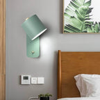 Nordic Macaron Rotatable Wall Light with Cylinder Shade and Switch for Bedroom