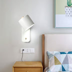 Nordic Macaron Rotatable Wall Light with Cylinder Shade and Switch for Bedroom