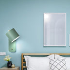 Nordic Macaron Rotatable Wall Light with Cylinder Shade and Switch for Bedroom