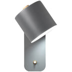Nordic Macaron Rotatable Wall Light with Cylinder Shade and Switch for Bedroom