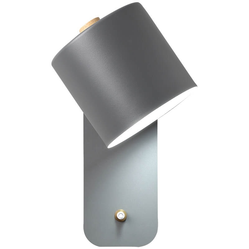 Nordic Macaron Rotatable Wall Light with Cylinder Shade and Switch for Bedroom