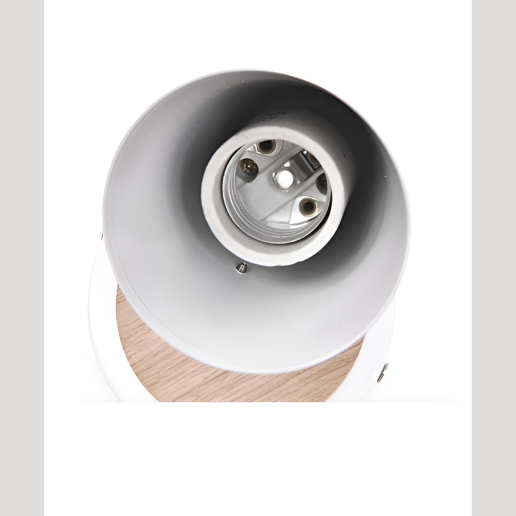 Nordic Macaron Wall Light with Rotating Metal Shade and Wooden Arm
