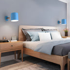 Nordic Macaron Wall Light with Rotating Metal Shade and Wooden Arm