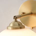 Nordic Ribbed Glass Wall Light with Brass Arm and Pull Cord Switch for Bedroom