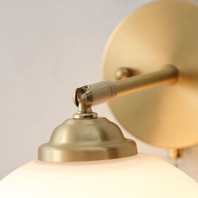 Nordic Ribbed Glass Wall Light with Brass Arm and Pull Cord Switch for Bedroom