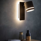 Nordic Rotatable LED Reading Wall Light with Backlit Wall Plate for Bedroom