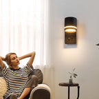Nordic Rotatable LED Reading Wall Light with Backlit Wall Plate for Bedroom