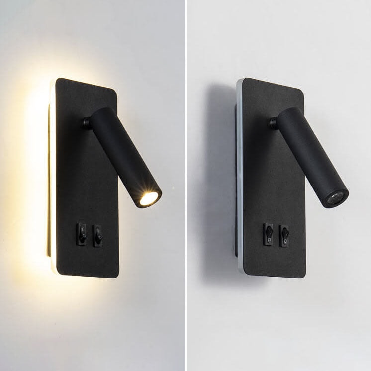 Nordic Rotatable LED Reading Wall Light with Backlit Wall Plate for Bedroom