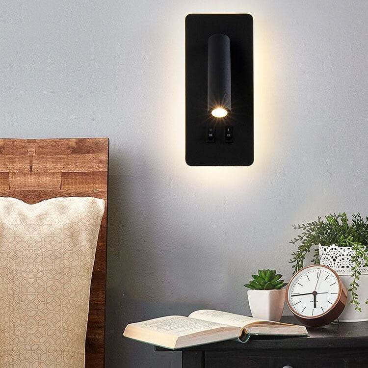 Nordic Rotatable LED Reading Wall Light with Backlit Wall Plate for Bedroom