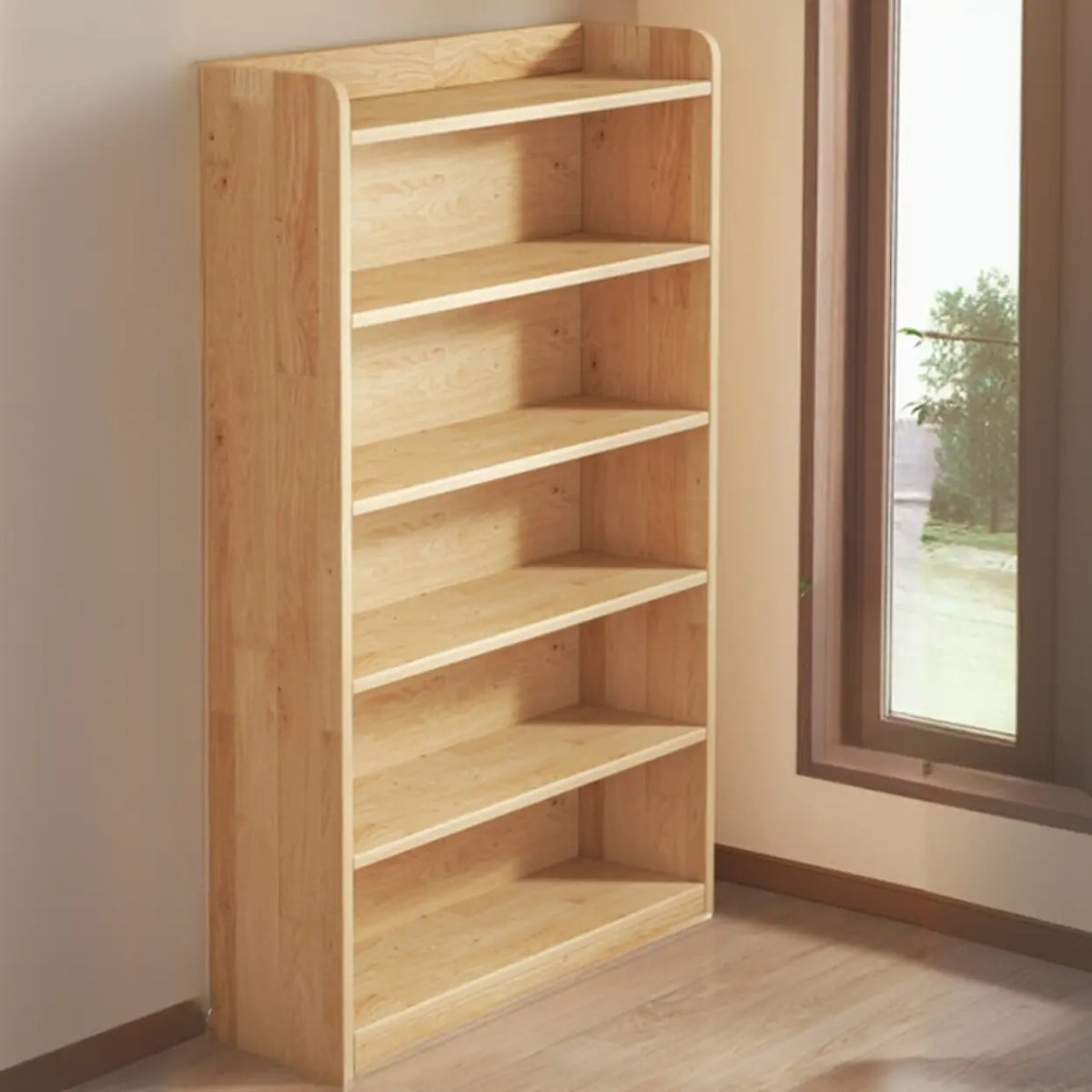 Solid Wood Bookcase Unpainted Wooden Bookshelf Freestanding Open Storage Shelving Unit Scandinavian Shelf for Living Room | Study and Kids Room