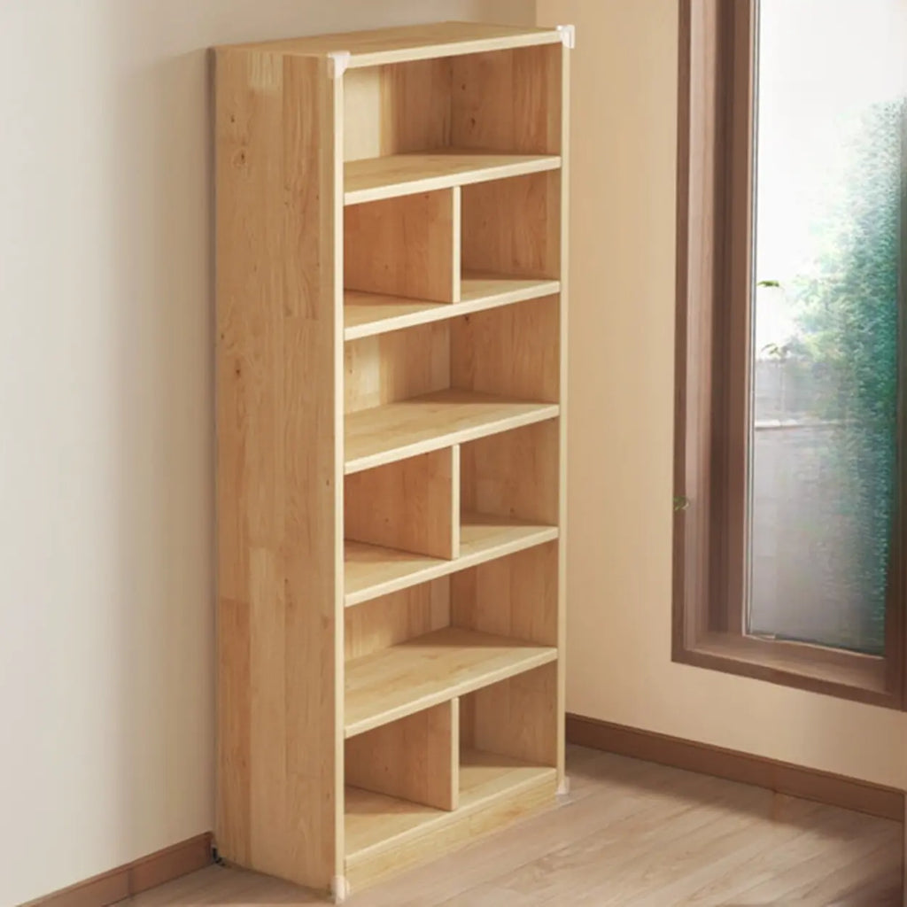 Solid Wood Bookcase Unpainted Wooden Bookshelf Freestanding Open Storage Shelving Unit Scandinavian Shelf for Living Room | Study and Kids Room